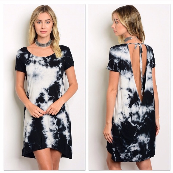 Lavender Moon Dresses & Skirts - 🚨 SALE! Black Tie Dye Print Open Back Dress
